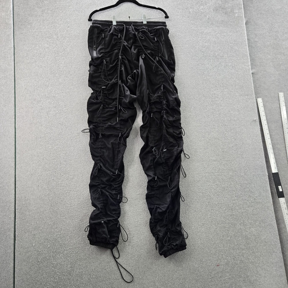 EPTM Men Pants S Black Cargo 9232 Accordian Drawstring Zipper 29" Inseam
